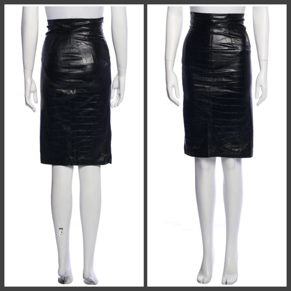 Nanushka ANIA Faux Leather Croc MIDI Skirt XS - Picture 6 of 7